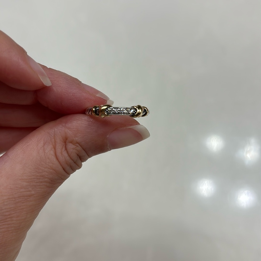 David Yurman Petite Helena Wrap Band Ring with 18k Yellow Gold and Diamonds
